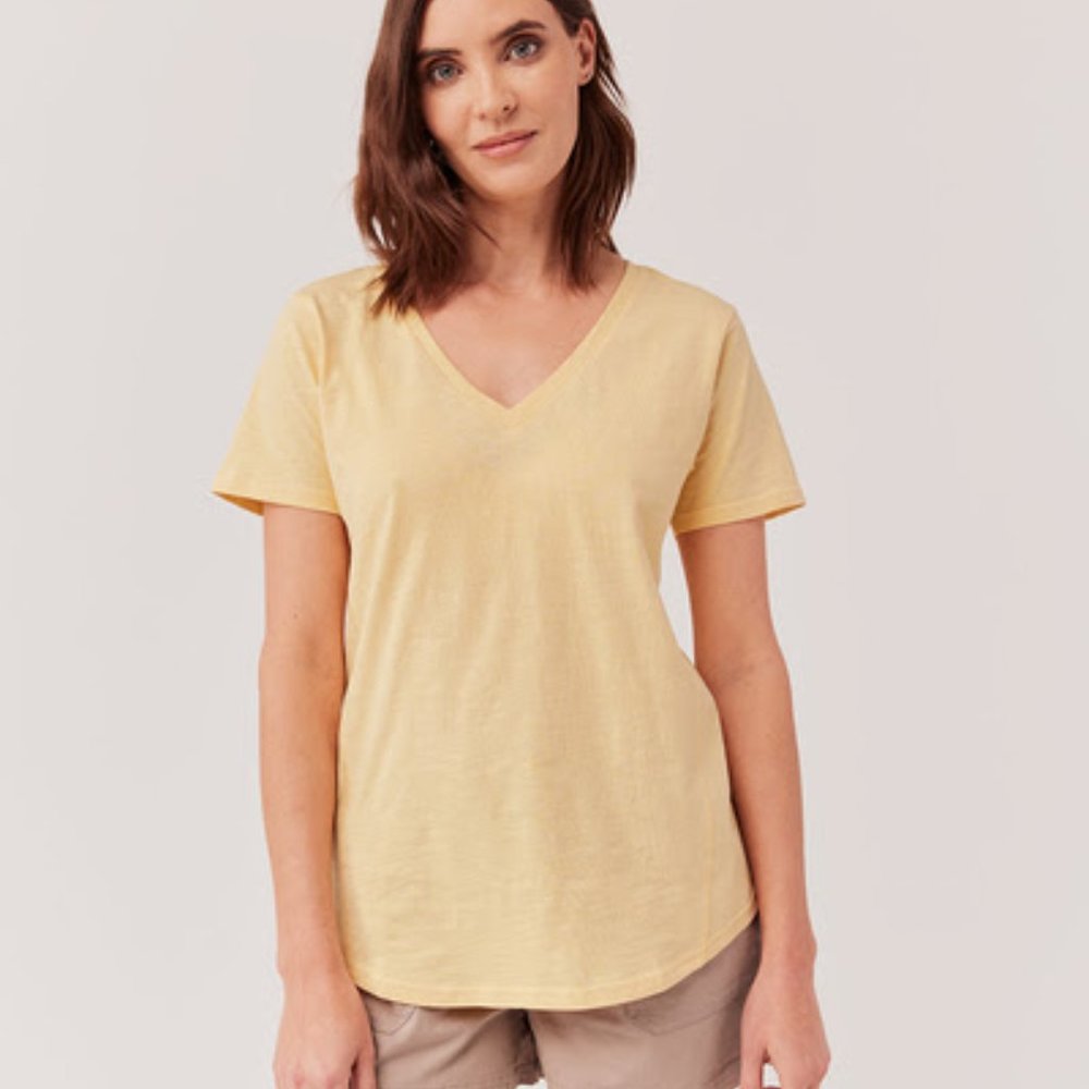 Pact Women's Daffodil Relaxed V-Neck Tee